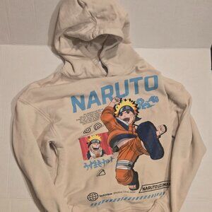 Zara Naruto Uzumaki Hoodie Kids 13-14 Pullover Beige Anime Graphic Sweatshirt